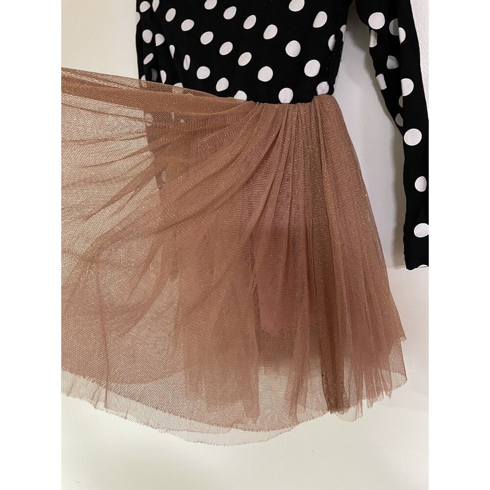NNJXD Black & White Polka Dot Long Sleeve Tulle Lined Dress Size 5t - Picture 4 of 6